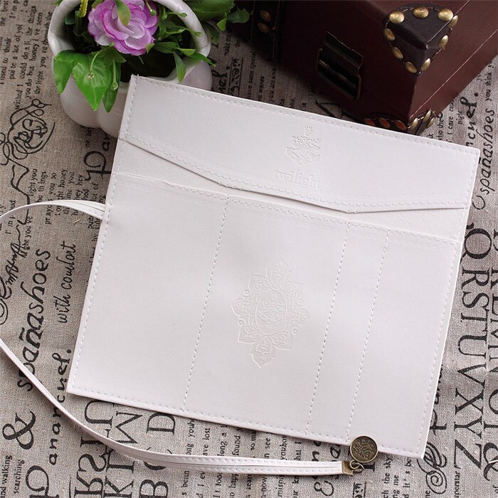 Vintage Roll PU Leather Pencil Case Twilight Pen Pouch Student Stationery Woman Cosmetic Storage Bag Pencilcase: WHITE