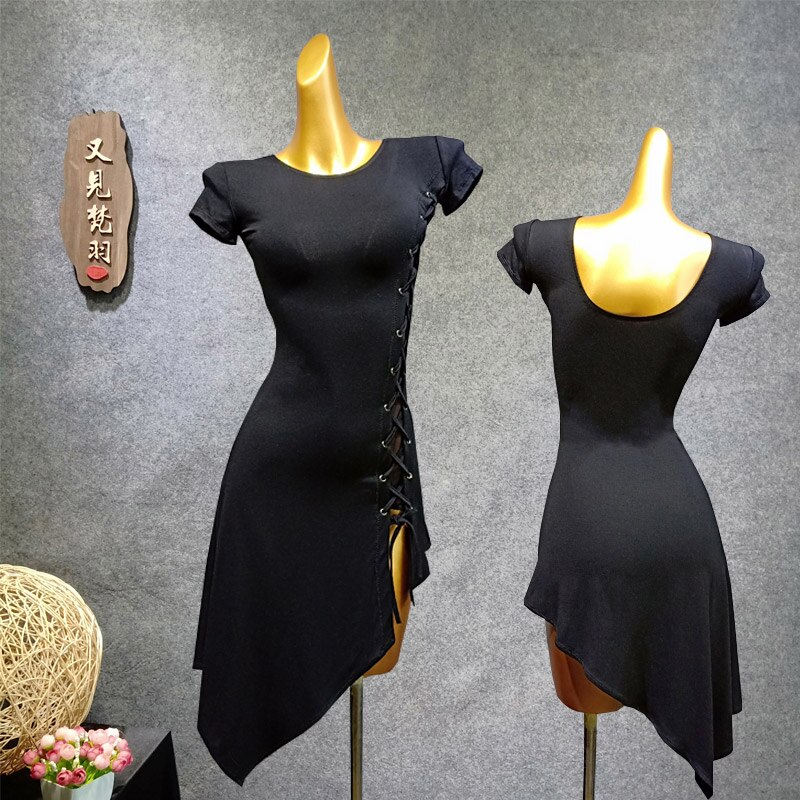 Latin Dance Clothes Female Adult Latin Dance Dress Summer Practice Clothes Black Green Tango Dress