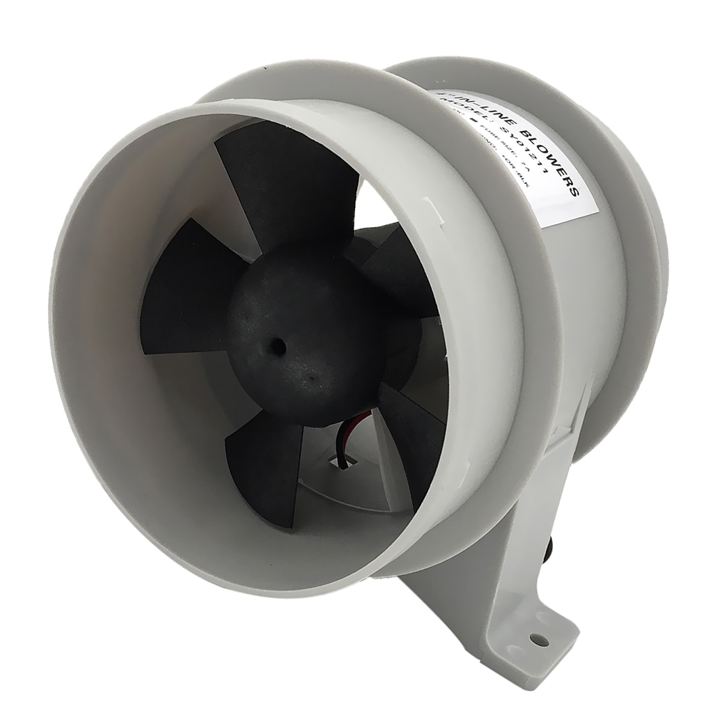 12V 40A ABS Quiet Air Blower Water Resistant 4 inch Diameter High Air Flow In-Line Blower Marine Bilge Boat Blower Motor Plastic