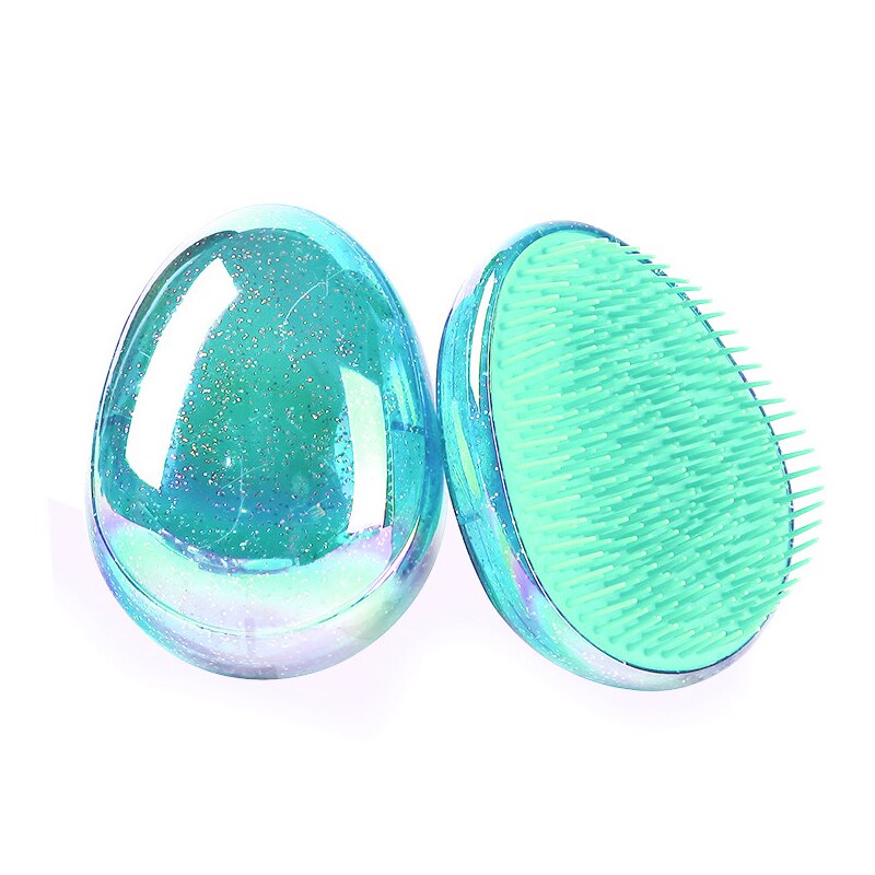 5 Kleuren Ei Vorm Glitter Anti Statische Massage Haarborstel Tangle Hair Brush Anti-Knopen Haar Smoothing Kam Styling Tools: 04 Green