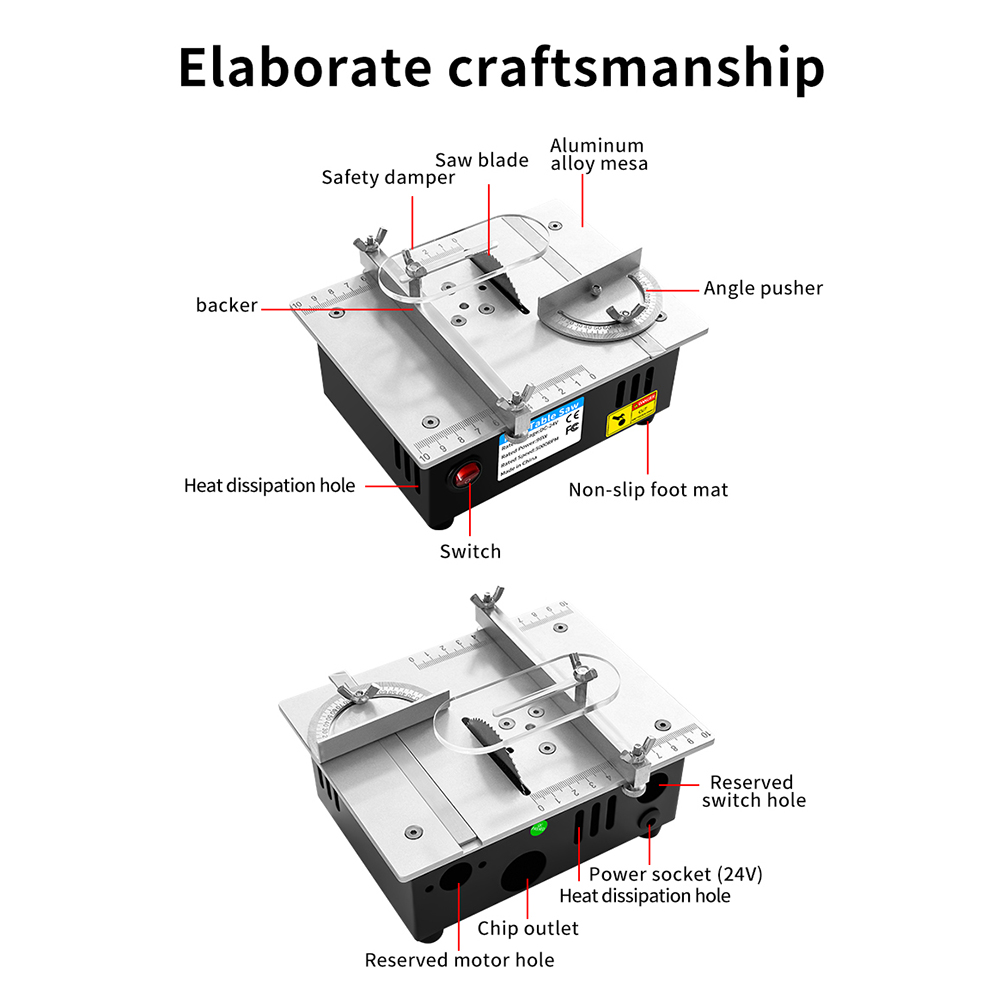 DC 24V huishoudelijke miniatuur houtbewerking tafel zag elektrische multifunctionele precisie stofdichte decoratie snijmachine