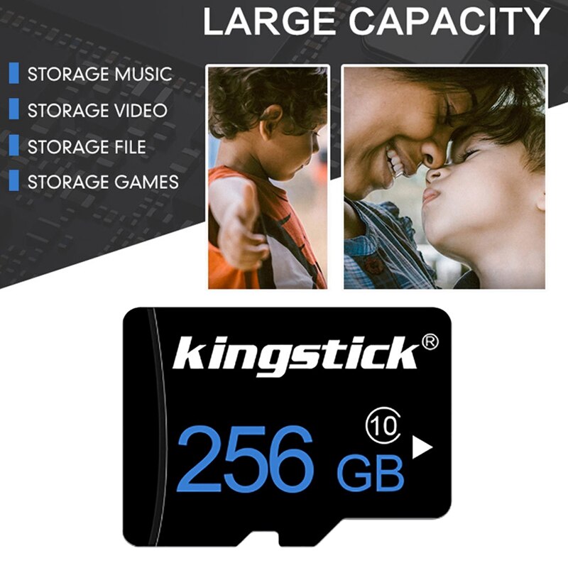 Kingstick Microfoon Geheugenkaart Klasse 10 256Gb Tf-kaart Flash Memorymicrophone Kaart Met Adapter