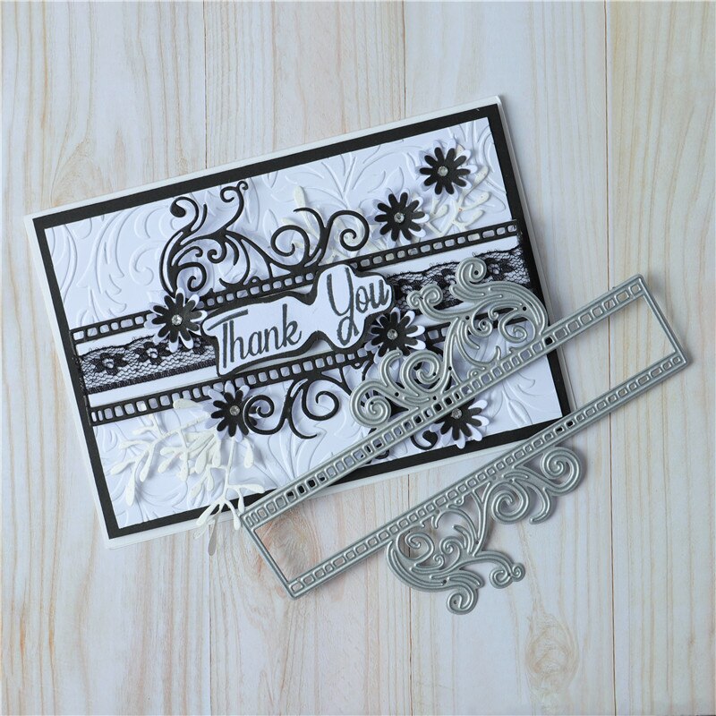 YaMinSanNiO Flower Border Metal Cutting Dies Banner Dies for DIY Scrapbooking Craft Card Embossing Die Cut Template Stencil