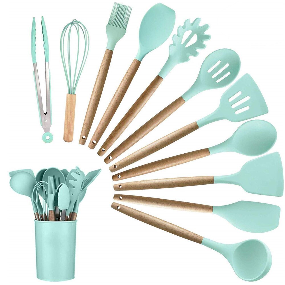 Juego de utensilios de silicona para cocina, espátula de silicona resistente al calor, utensilios de cocina, 22 Uds.