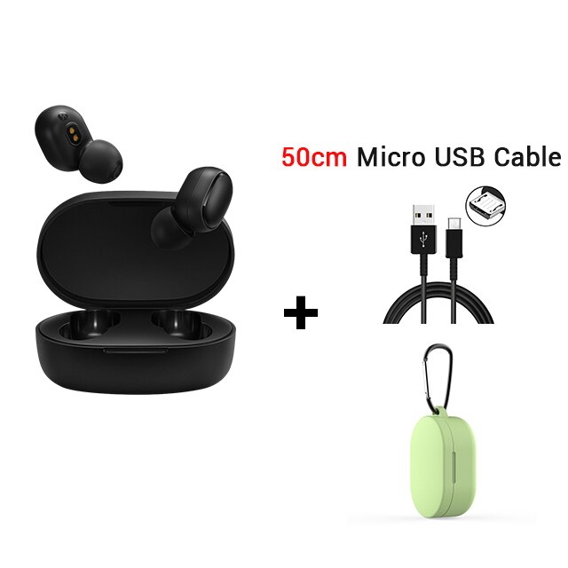 Xiaomi Redmi Airdots earphone original TWS wireless earbuds xiaomi redmi airdots bluetooth 5.0 earphones airdots: green case  cable