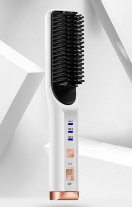 Wireless Men Quick Beard Straightener Styler Comb Multifunctional Cordless USB Hair Straightening Brush MCH Heating Brush: White / UK