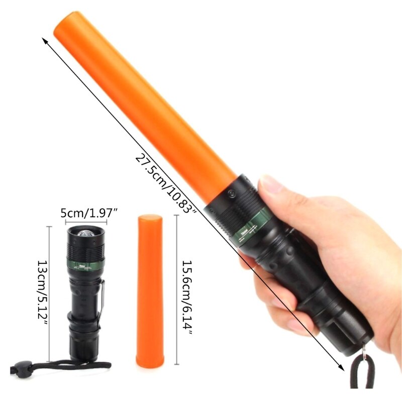 LED Flashlight Red Flashing Signal Wand Rechargeable Flashlight For Depot/Traffic/Parking/Security/Kids Safety/Security