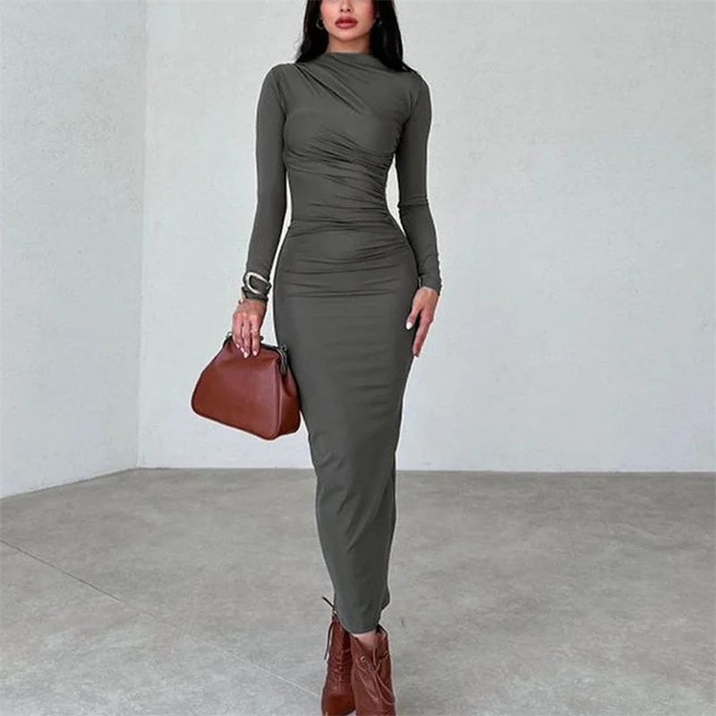 Women Slim Wrap Hip Dresses Stretch Straight Dress... – Grandado