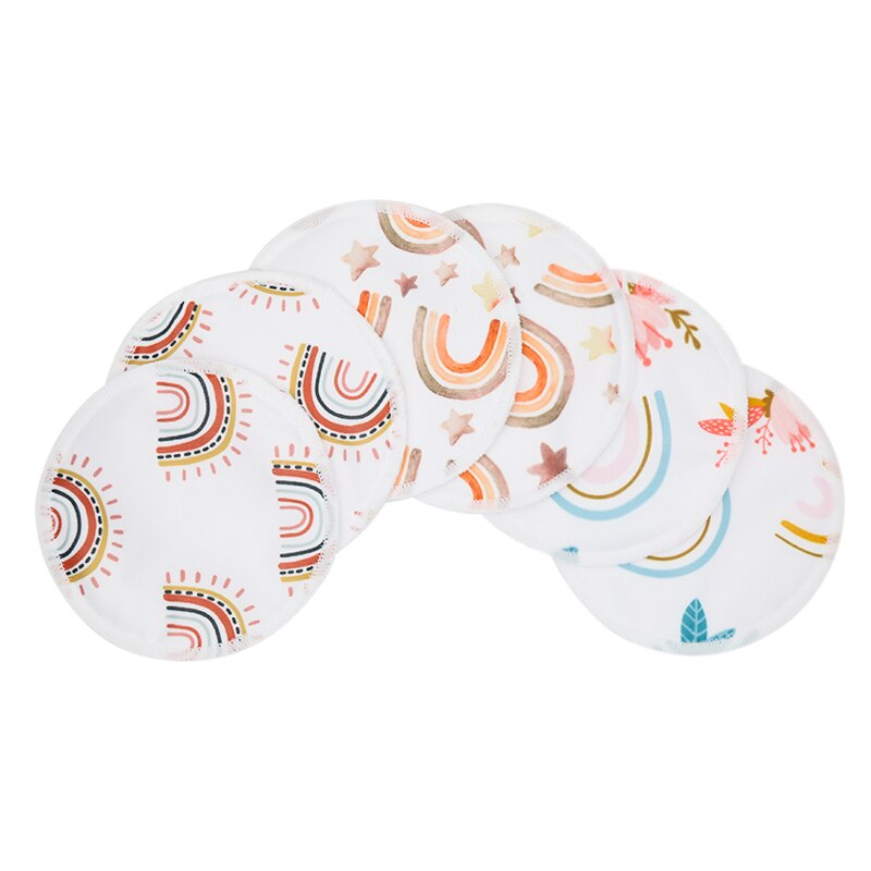 Cuscinetti per allattamento in bambù Rainbow &amp; Iris sani e traspiranti con confezione da 6 pezzi con stampa arcobaleno: Rainbow