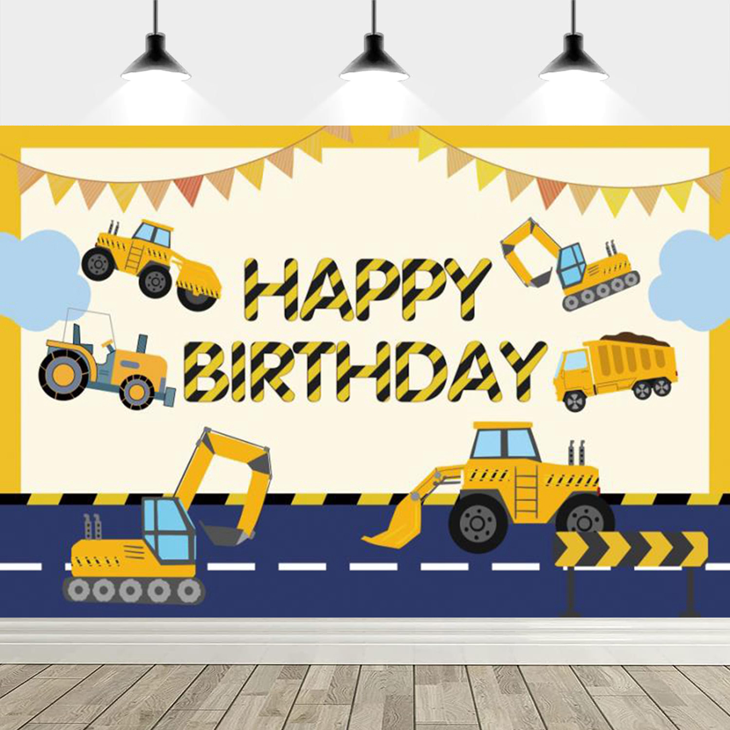 Excavator Truck Photo Backdrops Boy Birthday Construction Background Party Decor Photography Prop Photocall Photo Studio