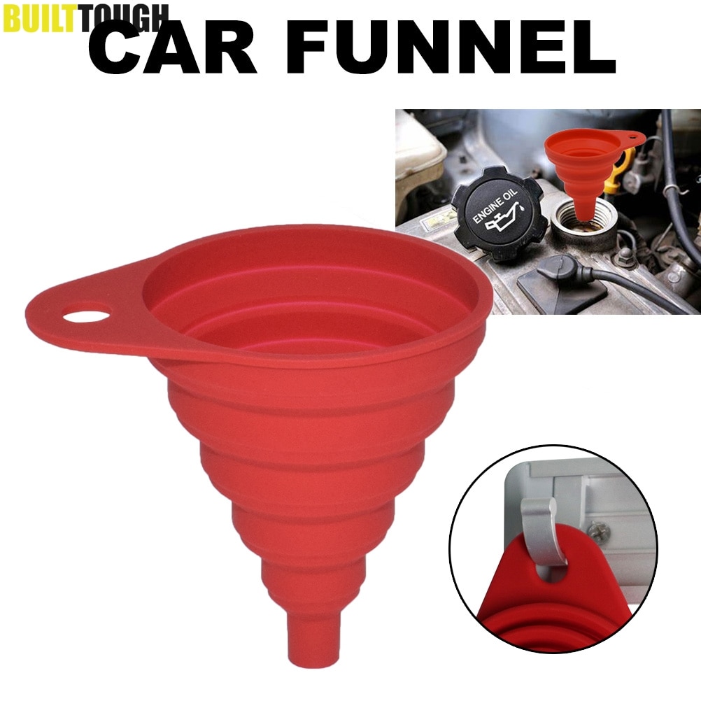 DIY Universal Funnel Water Gasoline Oil Fuel Petrol Diesel Liquid Washer Fluid Engine Change Fill Transfer Collapsible Silicone
