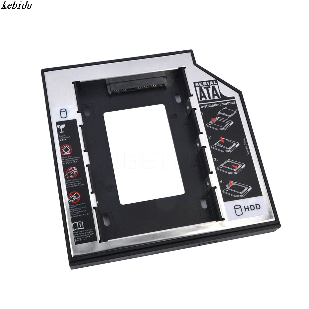 Kebidu 1 pc 12,7mm Universal- 2nd HDD Caddie 2,5 "SATA 3,0 SSD fallen Festplatte Gehäbenutzen + LED-anzeige für Laptop CD-Rom