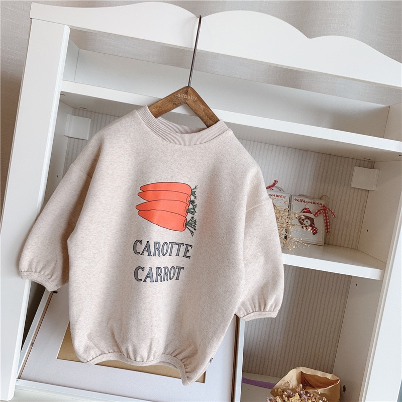 2020 del nuovo Bambino di Autunno Delle Ragazze di Modo Felpe Carota Stampa Vestiti di Cotone per I Bambini Bambino A Maniche Lunghe Della MAGLIETTA Delle Ragazze Pullover