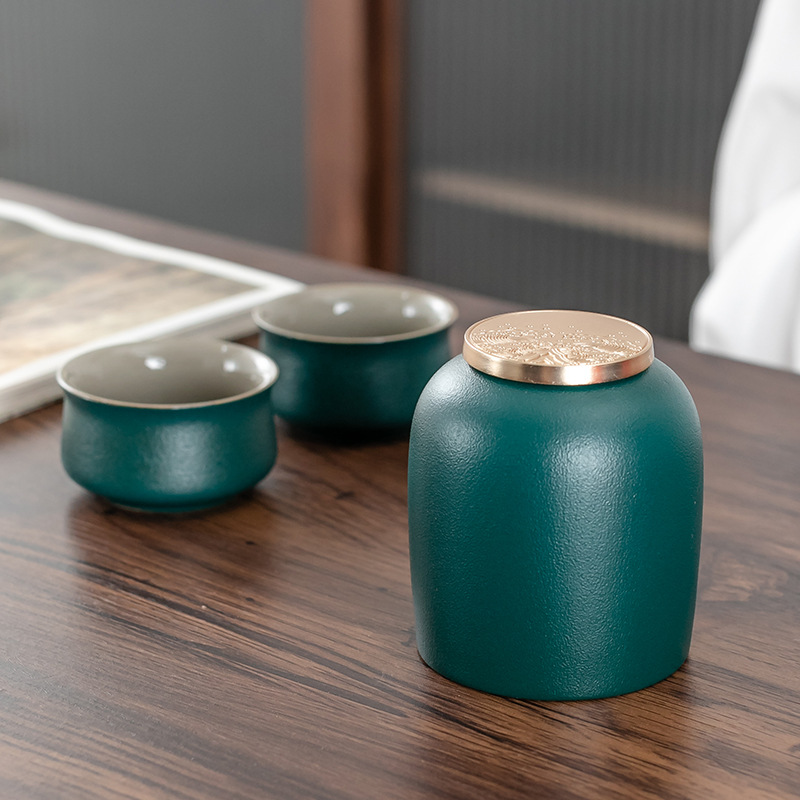 Rough Pottery Portable Tea Pot Kiln Change Sealed Pot Mini Tea Warehouse Household Storage Pot Tea Caddy Travel Tea Jar ZB63