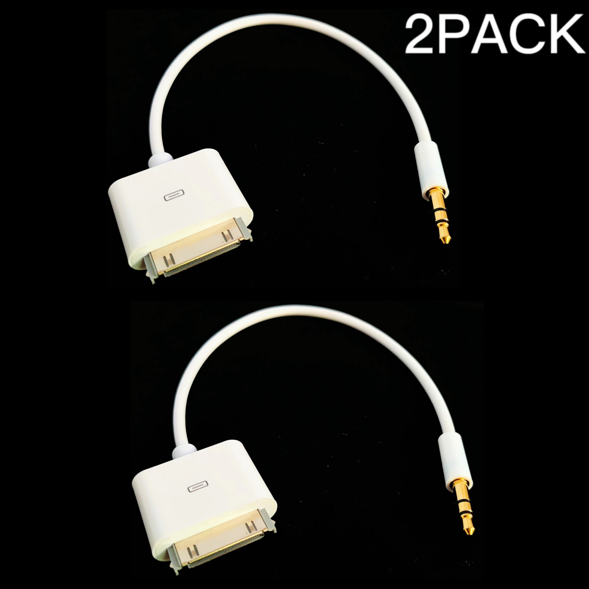 2er-Pack 20 cm Dock-Anschluss auf AUX 3,5 mm Audiokabel für iPod iPhone 3 4/iPad 1 2 3: WHITE