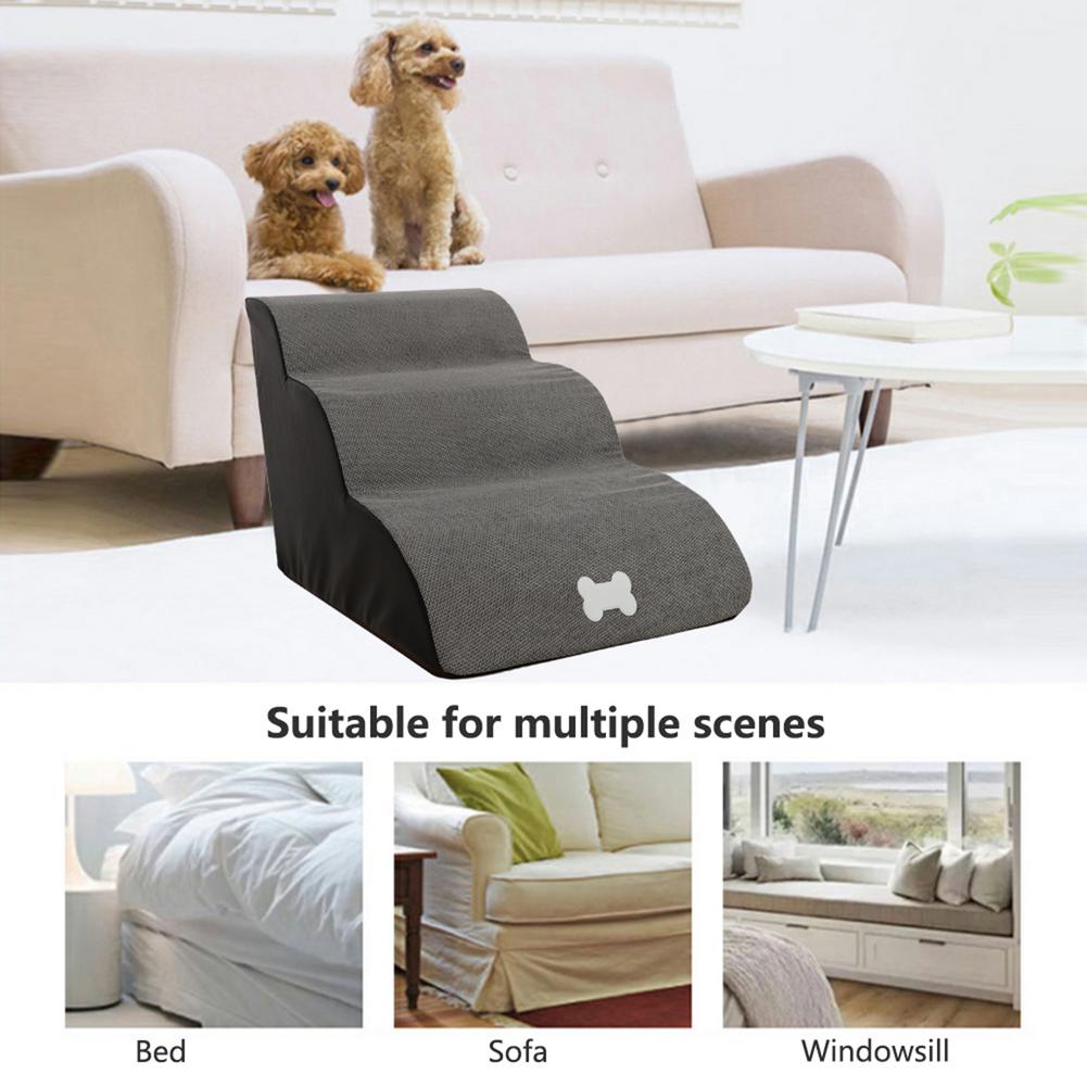 Pet Cat Dog Stairs Ladder Small Dag Cat Bed Stairs Steps Kitten Puppy Ramp Sofa Bed Ladder Anti-slip Removable Dogs Bed Stairs
