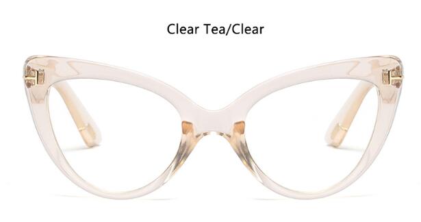 Black Cat Eye Glasses Female Myopia Nerd Optical Glasses Frame clear lens women eye glasses Spectacles: clear tea clear