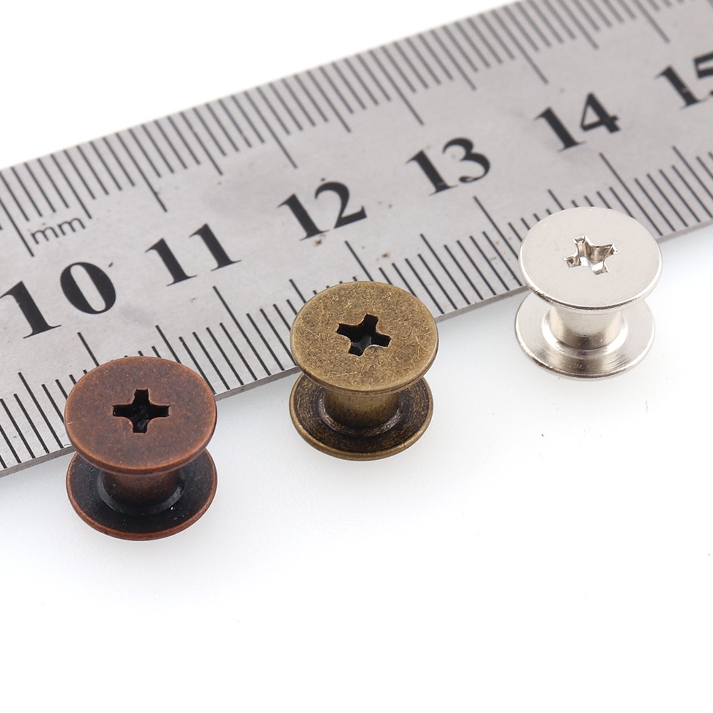 50sets/lot Metal Double cap screws rivets 10mm Antique bronze/Red copper/Silver Sewing Rivet Punk Bag Belt Apparel Leather craft