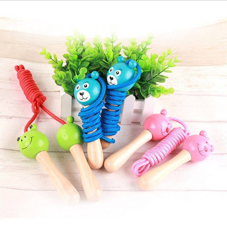 Children skipping kindergarten elementary school students wooden single rope skipping adult fitness fun toys