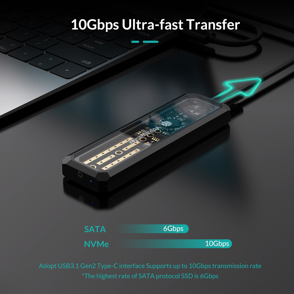 Yottamaster DF3 M2 NVMe SATA SSD Enclosure USB3.1 GEN2 tipo C interfaccia 10Gbps M2 Enclosure per M-Key B-Key B + M Key SSD Case
