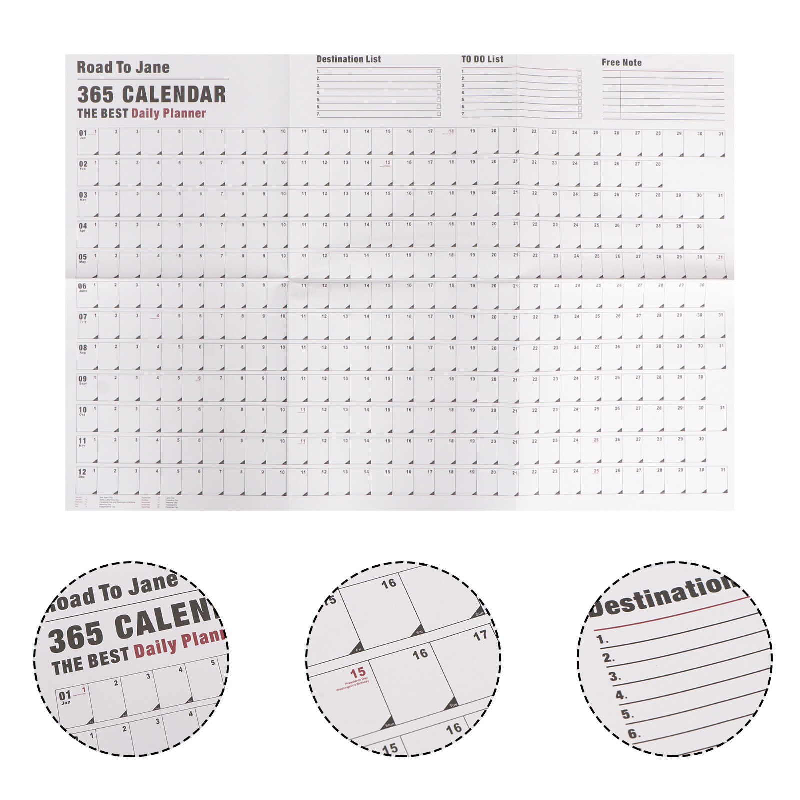 Calendar Schedule Desktop Calendar English Annual Planner Simple Wall