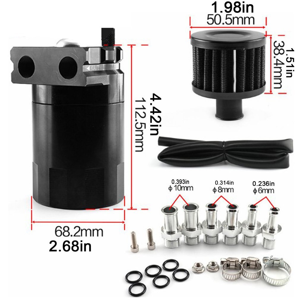 Oil Tank Set Oil Storage Tank 300ml With Vented Aluminum Compact Double Cylinder Polished Baffle