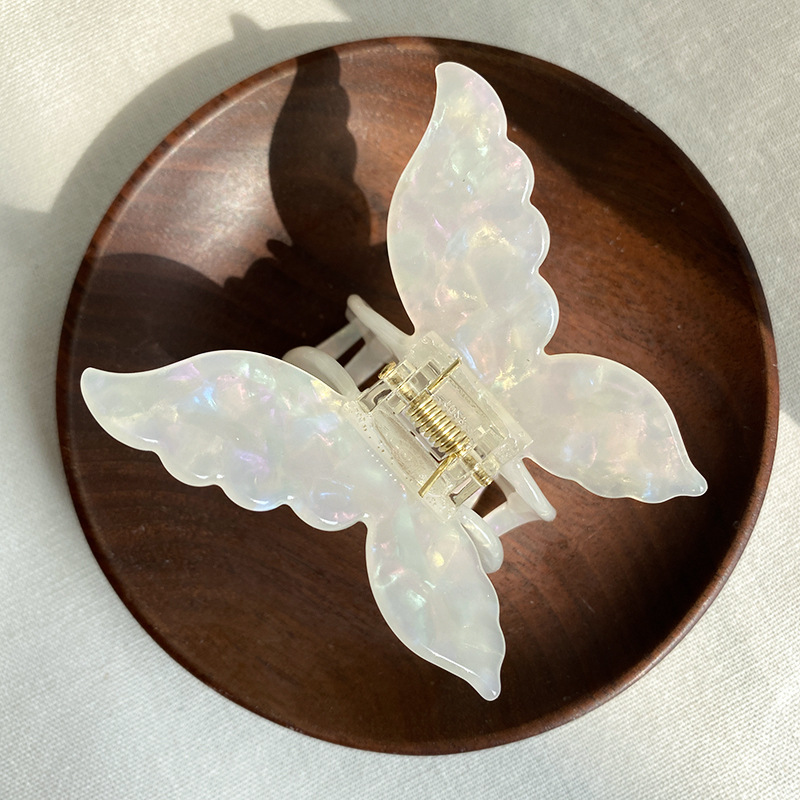 1 pieza Súper Hada estilo colorido mariposa Clip de pelo sirena Ji Grab Clip accesorios para el cabello disco agarre de pelo Clip de acetato