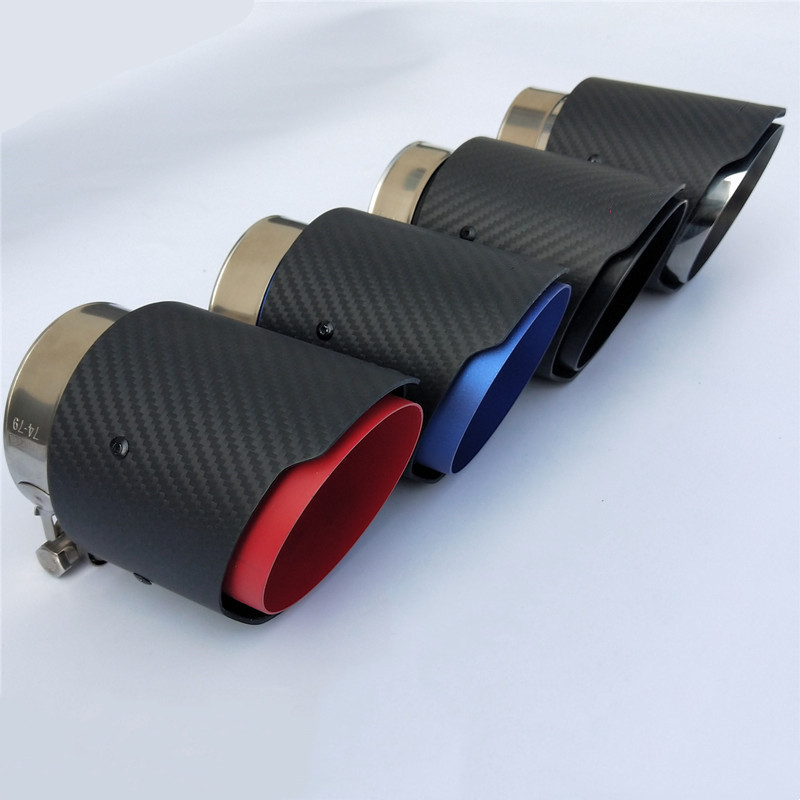 Carbon Fiber Staart Keel 80Mm Inlaat 101Mm Outlet Staight-Sided Matte Uitlaatpijp Tip Fit Voor Mazda CX5 CX4