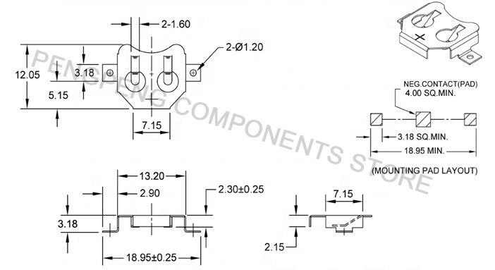5 teile/los Präzision Stanzen SMT Münze Zelle 12mm CR1220 CR1225 Batterie Halfter, CR1220 CR1255 Batterie Halter