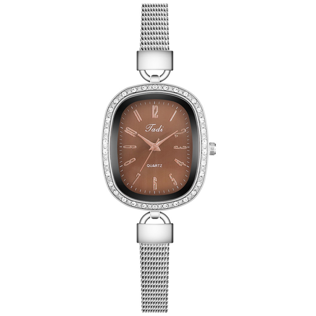 Reloj de pulsera con correa de malla plateada para Mujer, pulsera con esfera de diamante,: XR4610SLC
