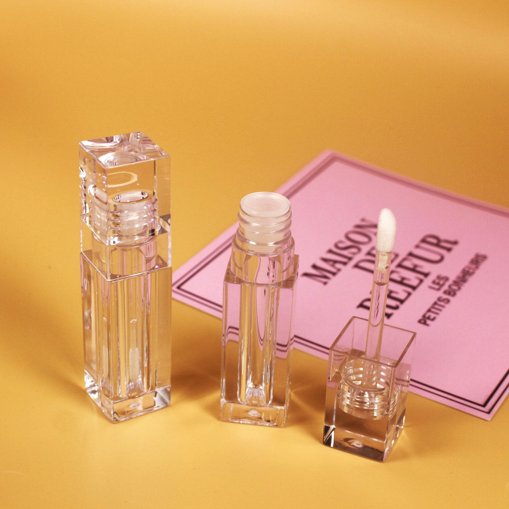 5ml kvadratisk petg plast gennemsigtig lipgloss tom tube kosmetisk lipgloss emballagebeholder