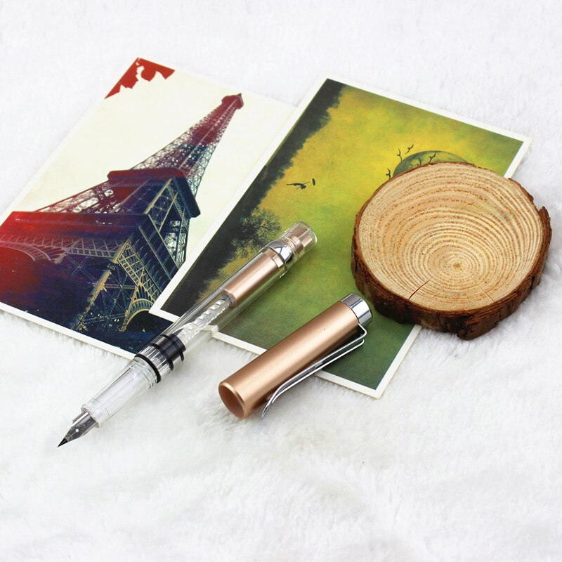 WING SUNG 3008 0.5mm Transparent Fountain Pen 9 Color Pick Fountain Pens Writing Portable Caneta Office School Supplies: T / 0.5mm
