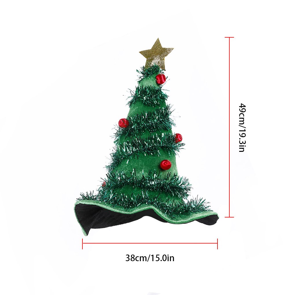 Grön julfest mössa stjärna spetsig hatt santa julgran glödande hattar fiberduk hatt händelse fest rolig mössa