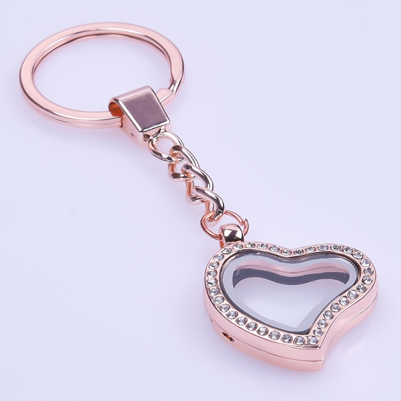 Llavero con medallón de corazones, Llaveros de cristal Para Mujer, colgante de corazón, medallones flotantes, llavero magnético, de Metal Para amigos