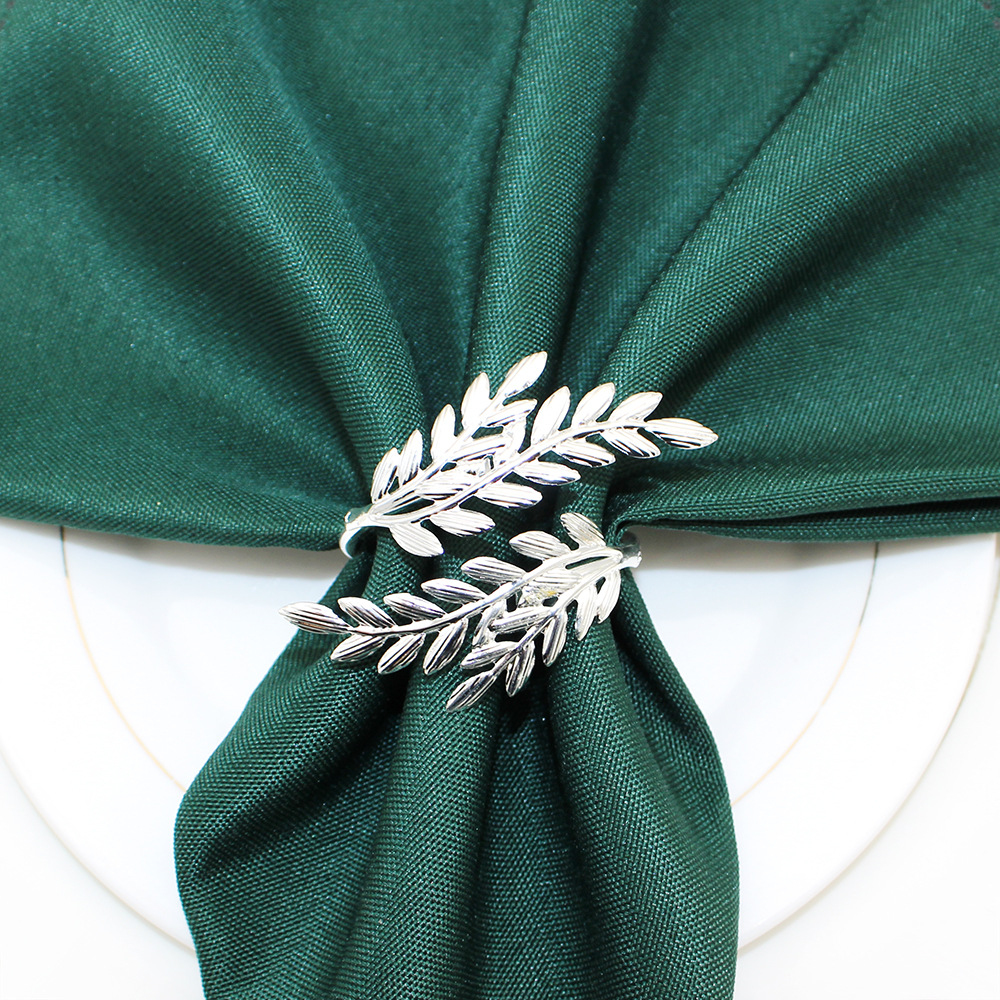 Servilleteros dorados de trigo, servilletero de hoja de Metal para Festival de la cosecha, decoración de mesa de cena para de boda y Acción de Gracias de otoño