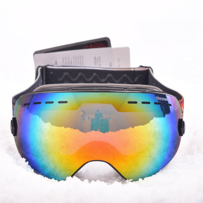Marsnow Skibrille Doppel UV400 Anti-Nebel-Ski Objektiv Maske Brille Skifahren Männer Frauen freundlicher freundlicher Jungen Mädchen Schnee Snowboardbrillen: Erwachsene Schwarz Rahmen
