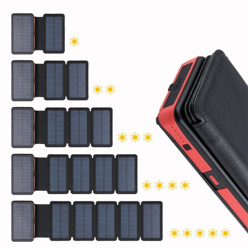 20000mAh Foldable Solar Power Bank with Solar Panels Portable Waterproof Outdoor Mobile Phone Powerbank for Camping Hiking