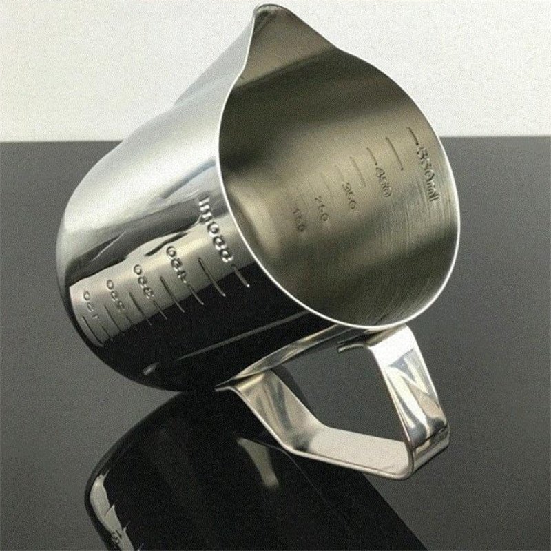 Taza medidora creativa de gran capacidad de acero inoxidable con escala, taza de café Espresso para oficina, jarra de leche Latte, utensilios de cocina para hornear