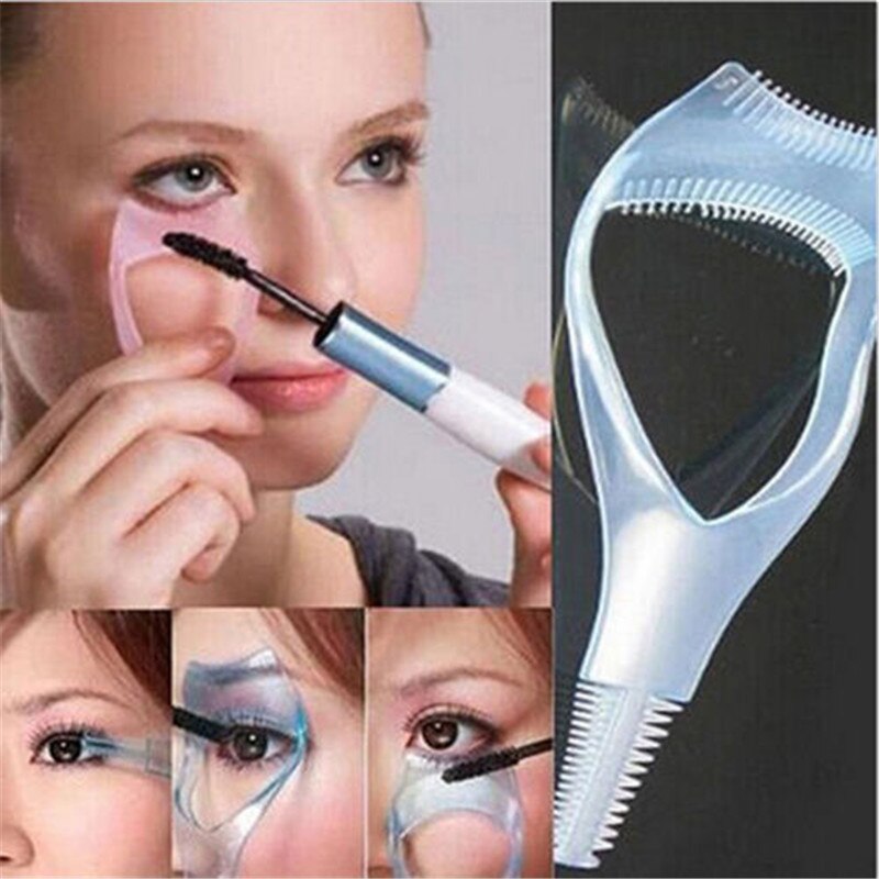 3 in1 Eye Make Mascara Shield Wimper Kam en Eyeliner Guide Tool Beauty Essentiële