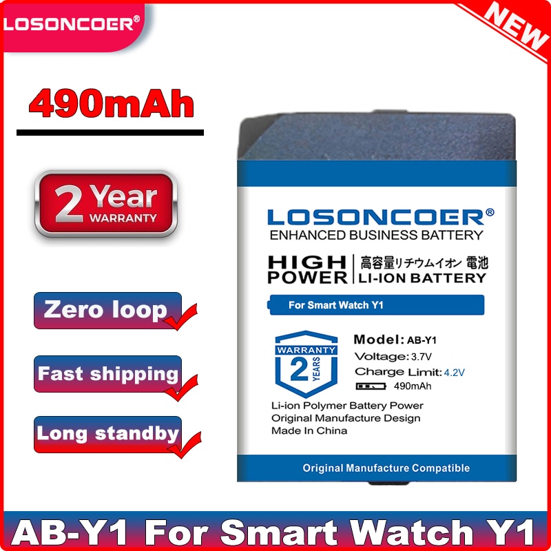 LOSONCOER 490mAh Top AB-Y1 Battery for Smart Watch Y1 Watch Bluetooth Watch Phone RXY-Y1 JHCY-T11