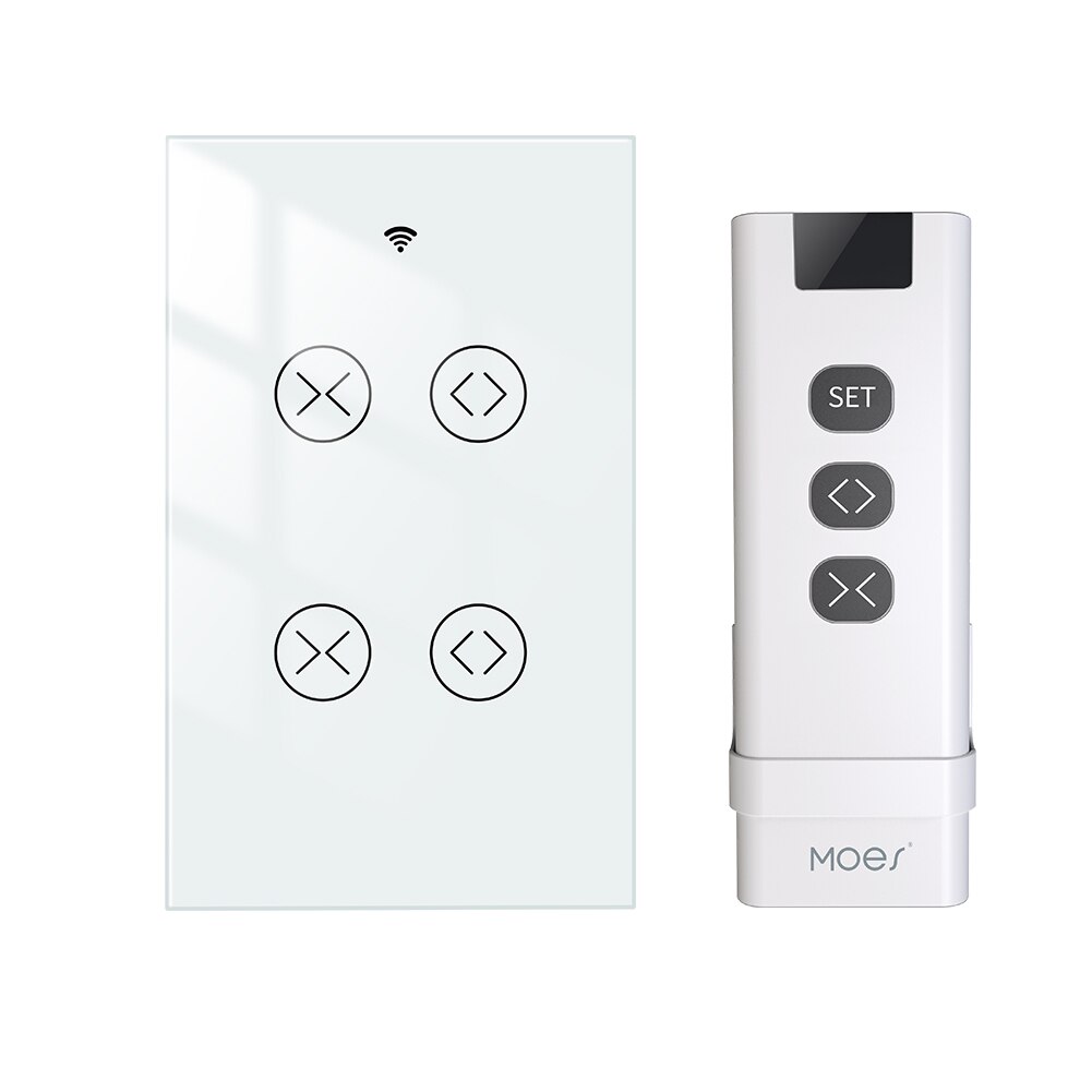 MoesHouse-Interruptor de doble cortina para persiana enrollable, Motor eléctrico con WiFi, RF, Tuya, 2 entradas, Google Home, Alexa, Smart Life: Kit 2 White