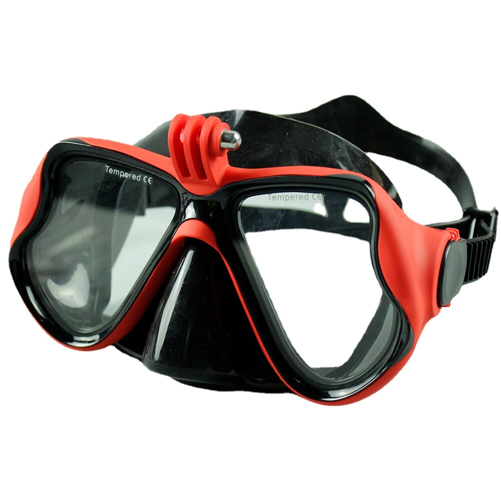 Scuba Duikbril Met Camera Mount Duiken Glazen Anti-Fog Gehard Glas Zwembril 3/4 +/5 Voor freediving Snorkelen: Red frame black