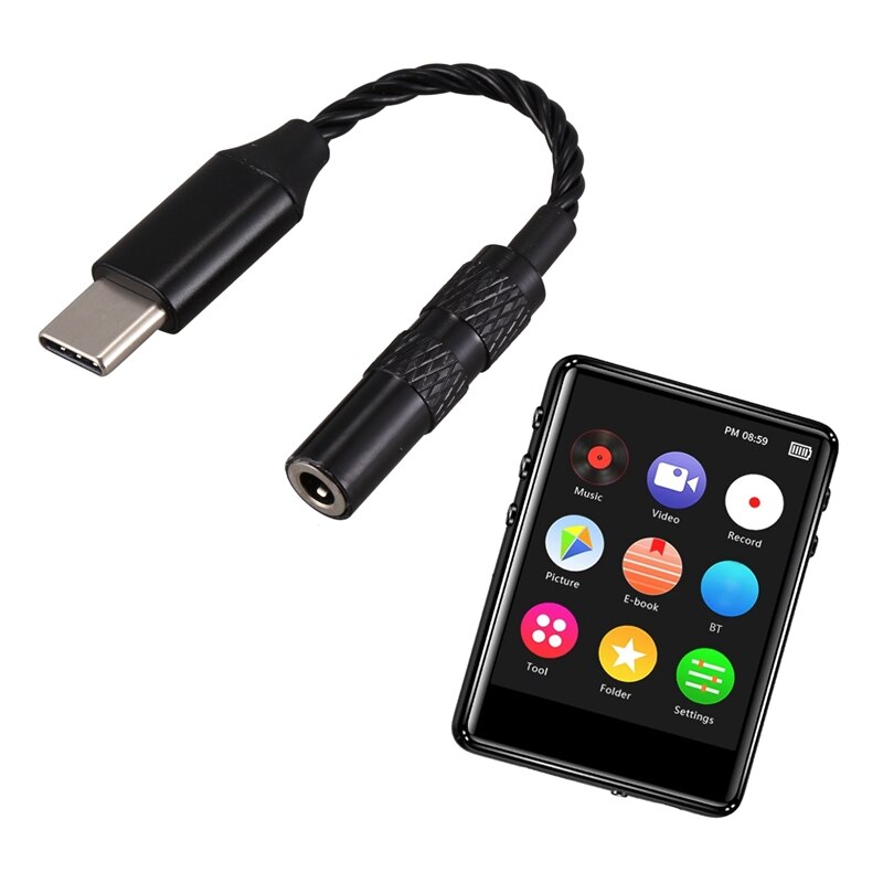 1 Pcs 384KHZ 32-Bit Dac Digital Chip Type-C to 3.5 Audio Cable & 1 Pcs X62 16GB MP3 Player Metal HiFi Music Player: Default Title