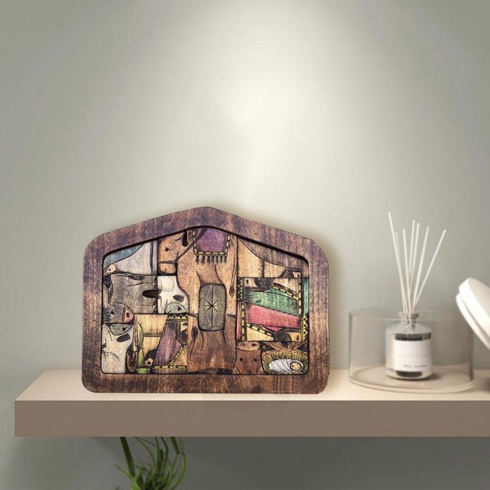 Houten Jezus Puzzels Kerststal Puzzel Met Hout Verbrand Puzzel Spel Voor Volwassenen En Kinderen Woondecoratie Accessoires
