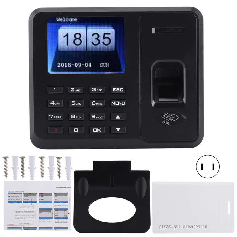 Tarjeta de Identificación de huellas dactilares, dispositivo de tiempo de asistencia independiente con USB, pantalla TFT LCD de 2,4 pulgadas, contraseña, reconocimiento de tarjetas, 110 V, 270V: U.S. regulations