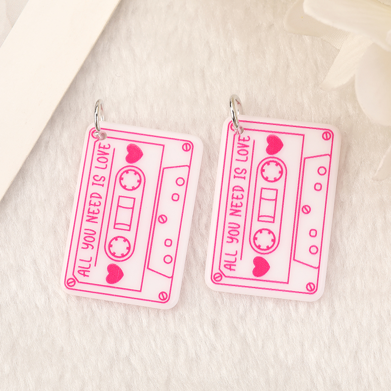 6Pcs Valentine Charms Acrylic Love Cat XOXO For Necklace Keychain Diy Making Accessories: VIOLET