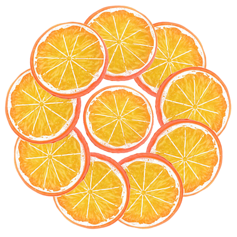10 sæt 5cm kunstige citronskiver plast diy frugt citron skive ornament til hjem dekoration scener rekvisitter: Orange