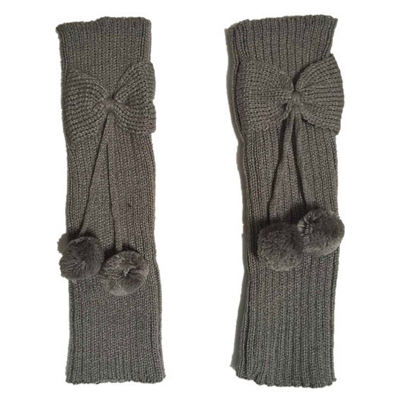 Vinter børn piger sløjfe benvarmere strikket pompon ben ærmer fodtæppe børns knæpude: Lysegrå