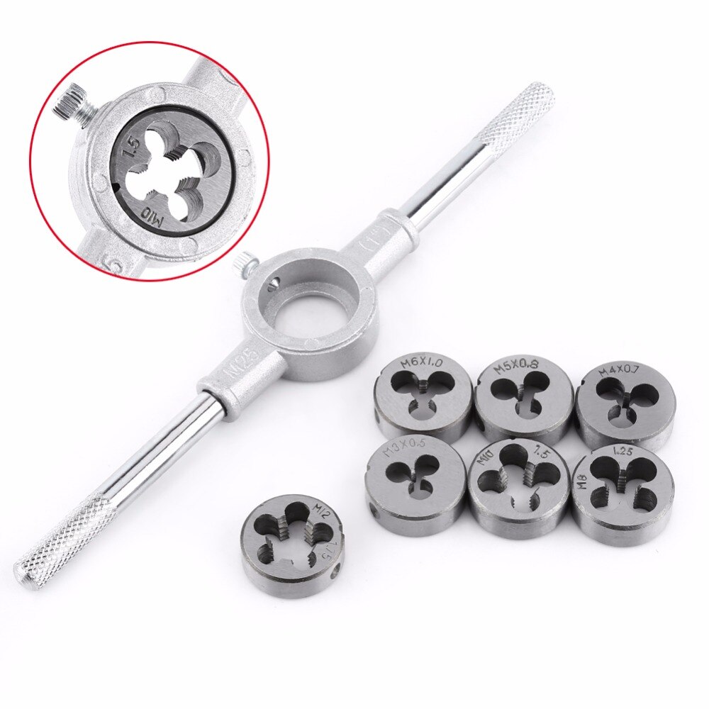 8PCS/Set Screw Die & Wrench Spanner External Thread Processing Tapping Hand Tool Kit Die Wrench Kit