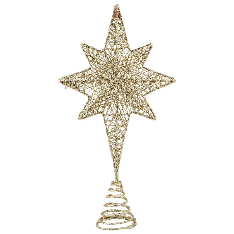 1pc jul otte spidse stjerne træ topper xmas træ ornament (champaign guld): Gylden